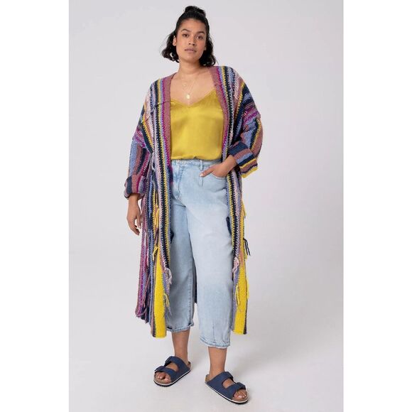 New Anthropologie Pilcro Dreamer Striped Duster Sweater Size Xs/s - Picture 5 of 11